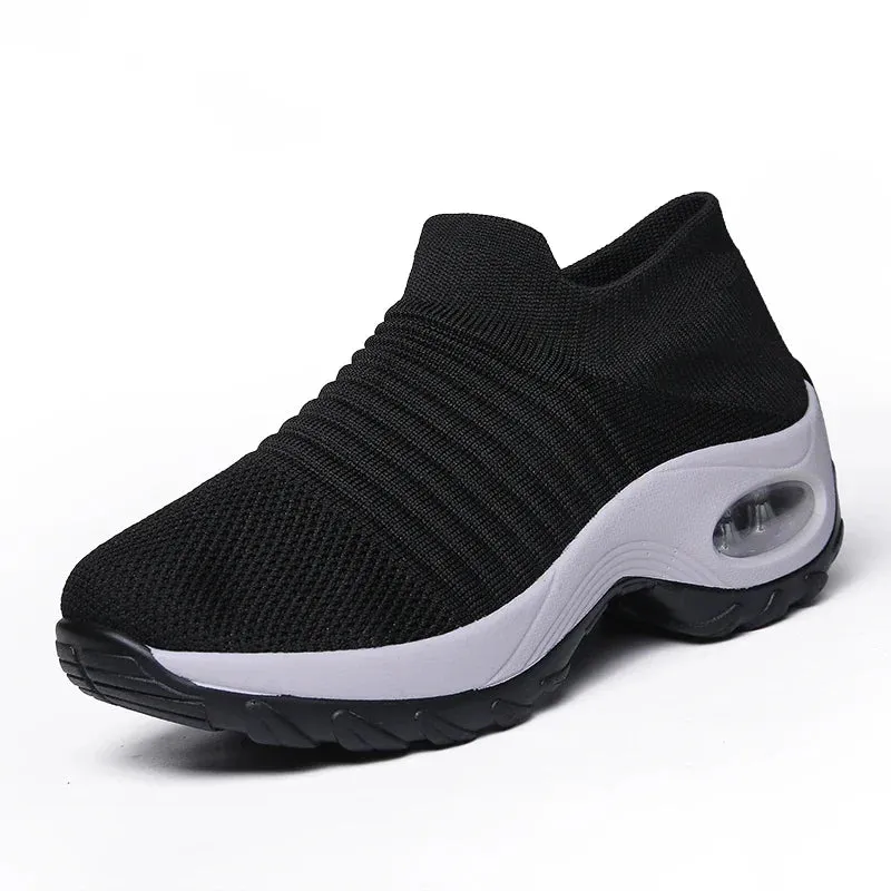 Air Cushioned Breathable Knit Mesh Slip-On Sneakers