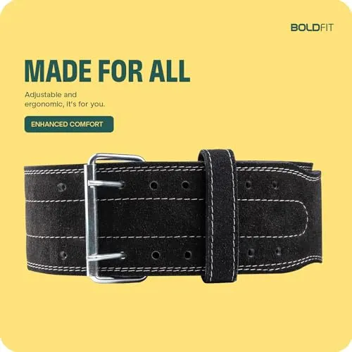 Boldfit Gym Belt for Men Workout Lever Deadlift Belt for Gym Leather Weight lifting Belts, Gym Belt for Women Workout, Powerlifting Belt for Men Exercise Belt, Gym Lifting Belt for Back - L/XL Black
