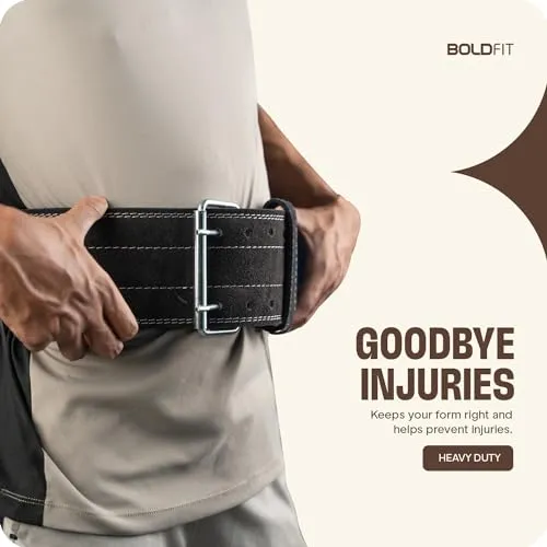 Boldfit Gym Belt for Men Workout Lever Deadlift Belt for Gym Leather Weight lifting Belts, Gym Belt for Women Workout, Powerlifting Belt for Men Exercise Belt, Gym Lifting Belt for Back - L/XL Black