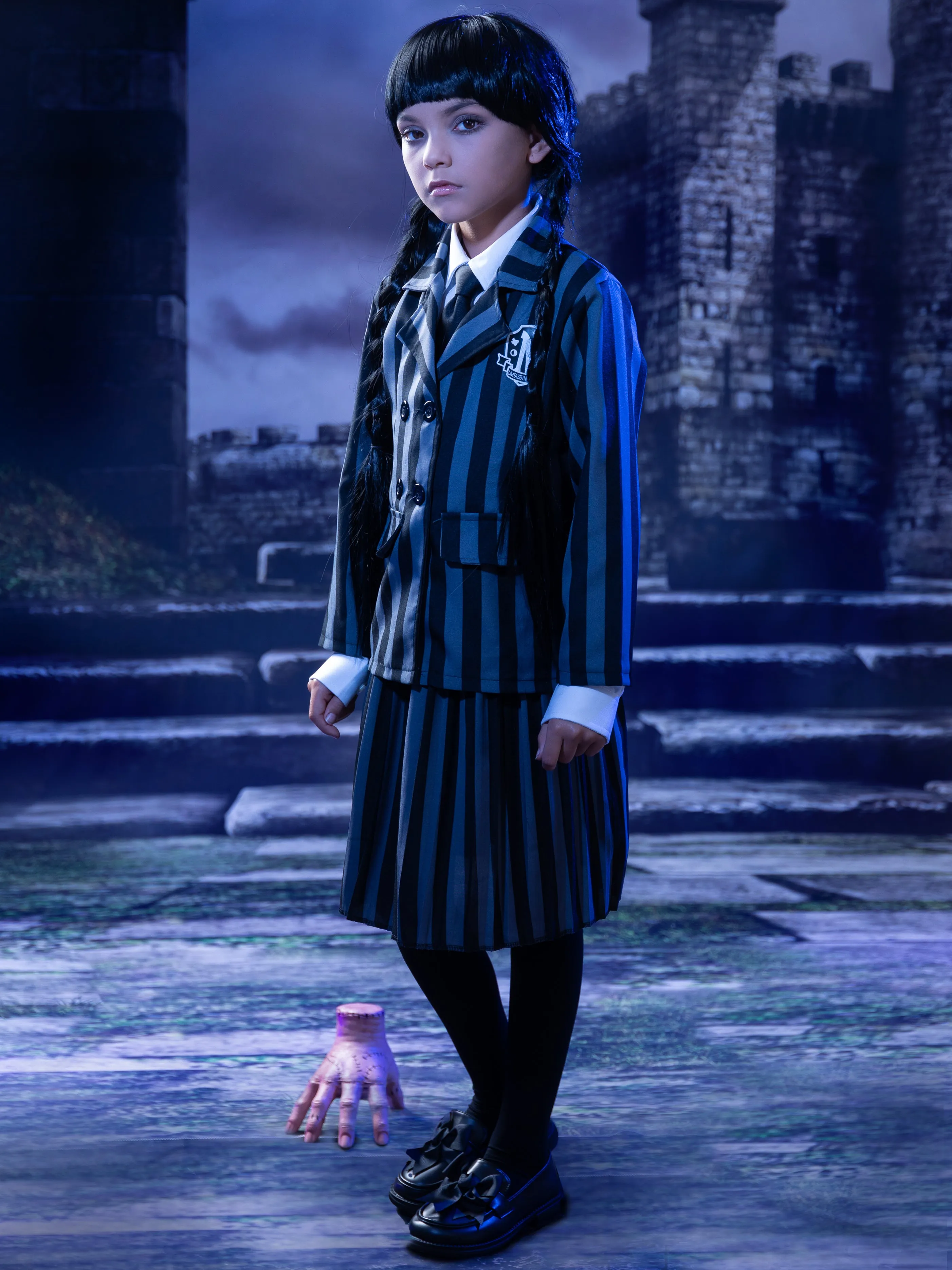 Girls Wednesday Addams Inspired Uniform Costume