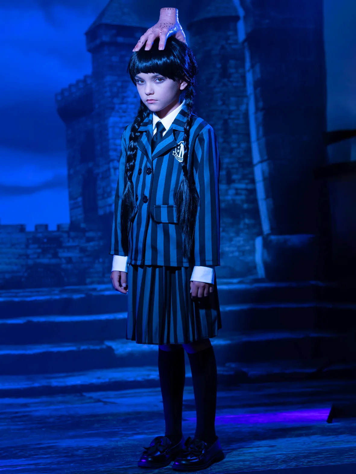 Girls Wednesday Addams Inspired Uniform Costume