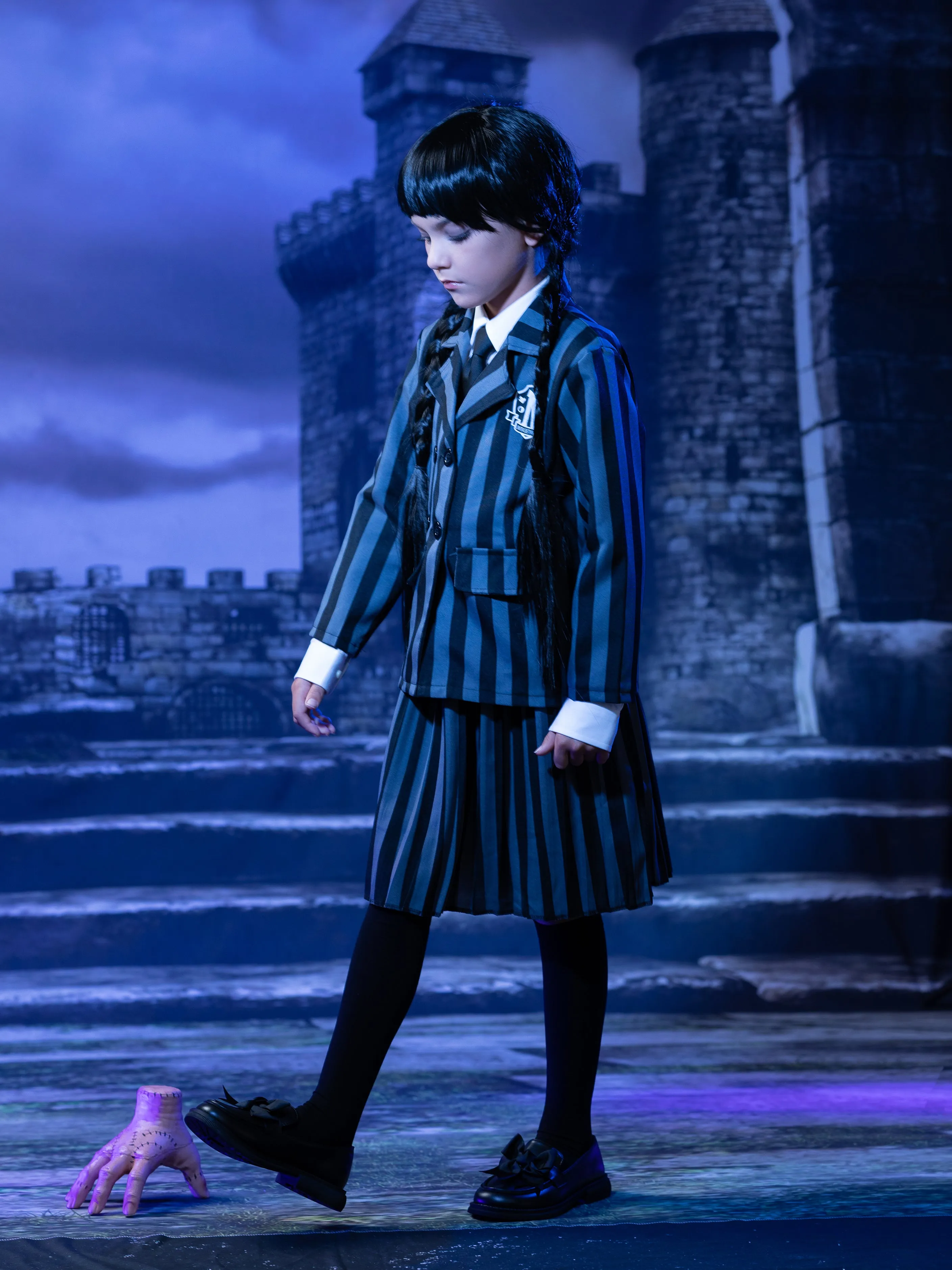 Girls Wednesday Addams Inspired Uniform Costume