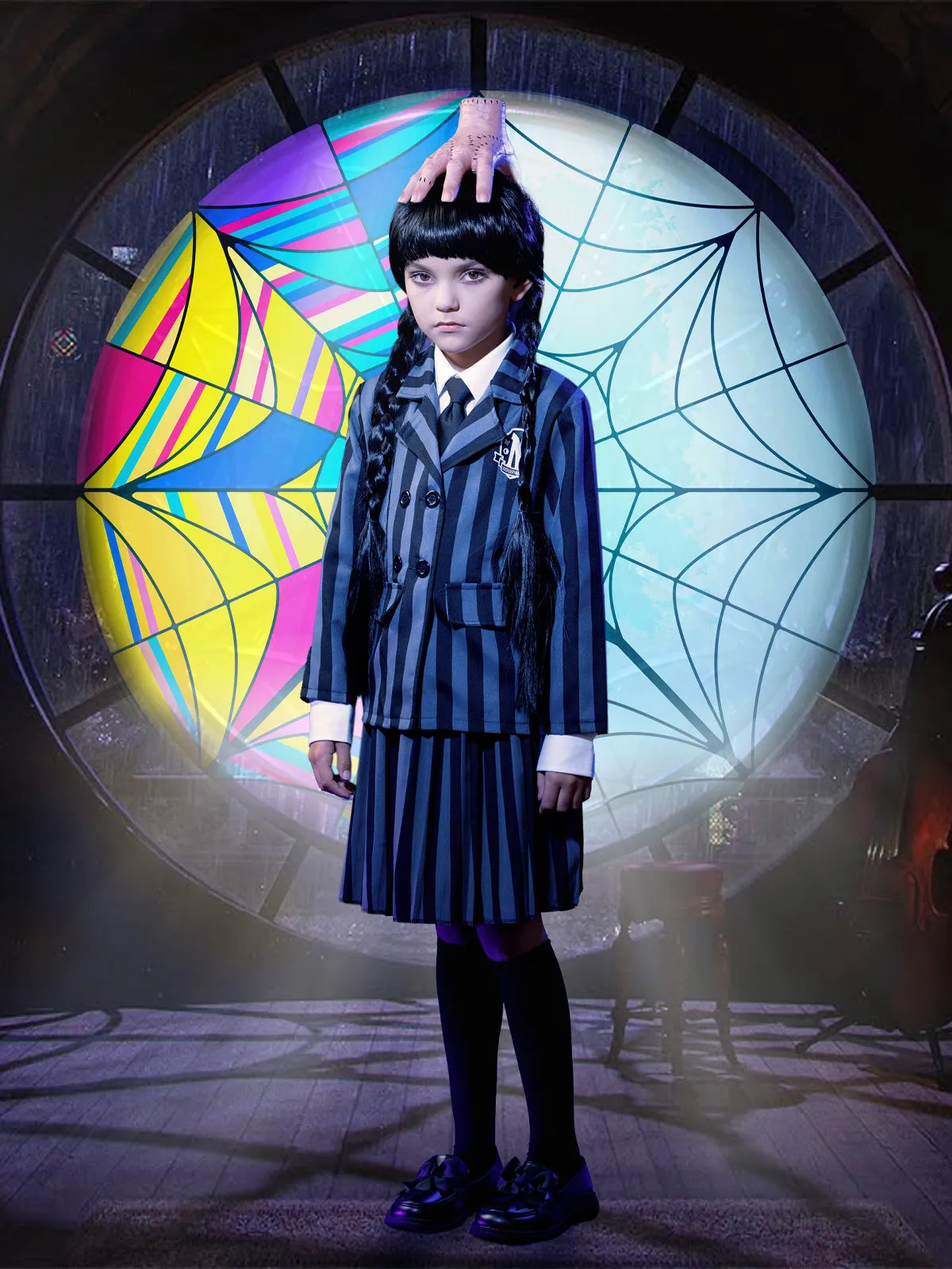 Girls Wednesday Addams Inspired Uniform Costume