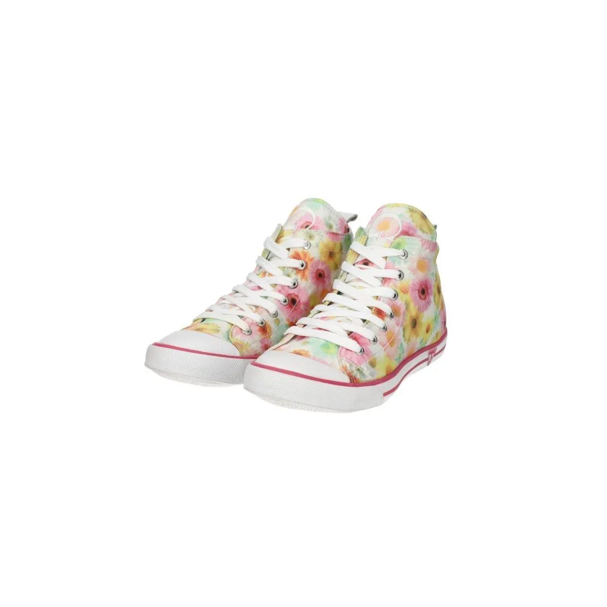 Guess Floral High-Top Sneakers Fabric Multicolour Colour For Women
