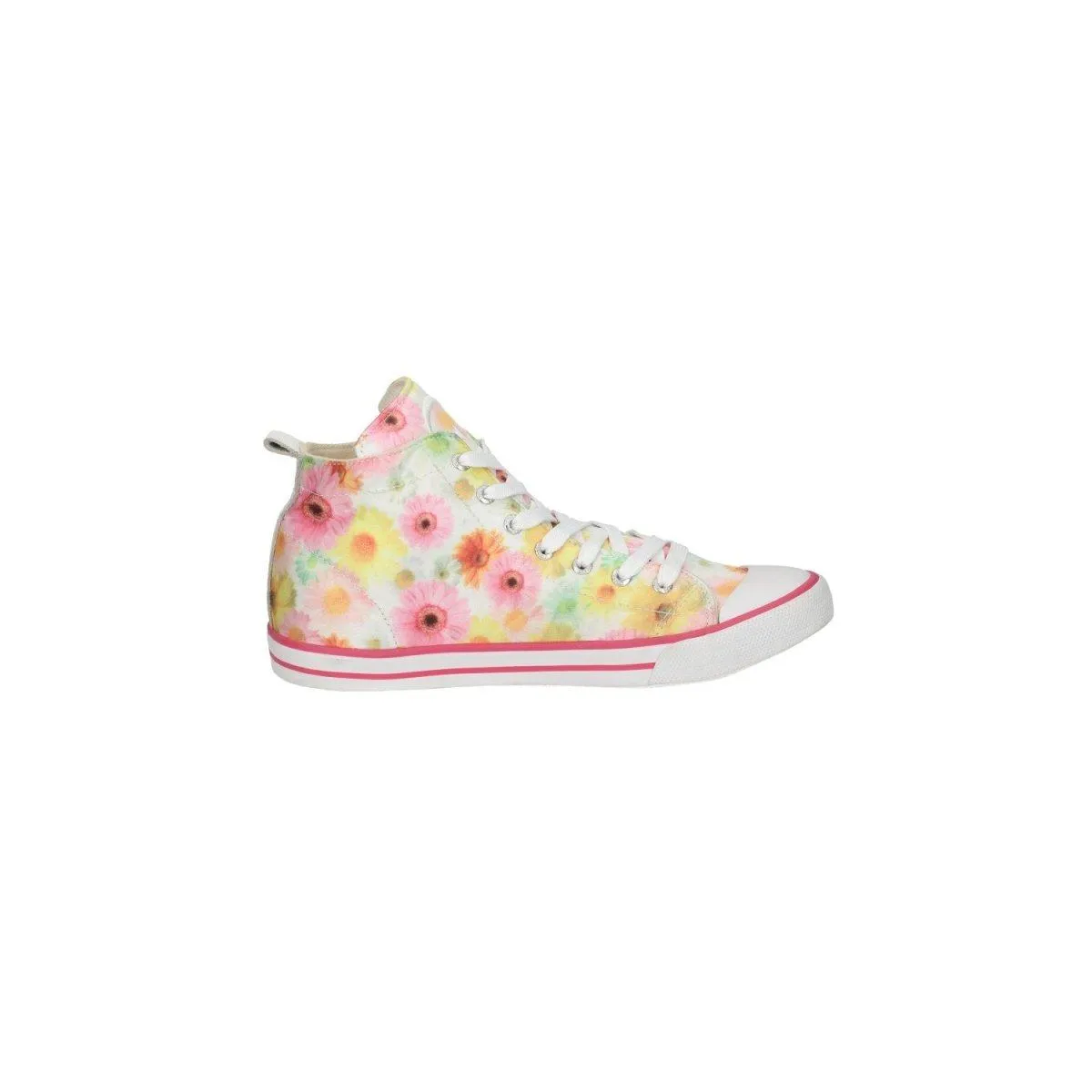 Guess Floral High-Top Sneakers Fabric Multicolour Colour For Women