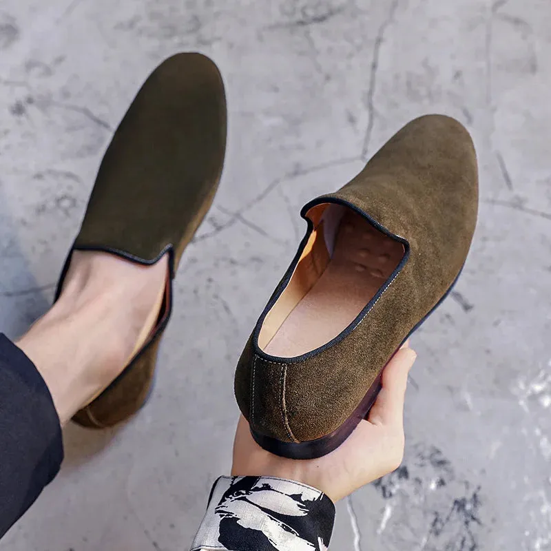 Hnzxzm Men's Casual Shoes Suede Genuine Leather Mens Slip-on Party Wedding Loafers Moccasins Men Light Comfortable Driving Flats