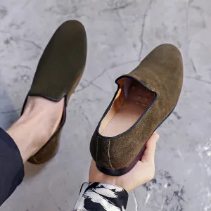 Hnzxzm Men's Casual Shoes Suede Genuine Leather Mens Slip-on Party Wedding Loafers Moccasins Men Light Comfortable Driving Flats