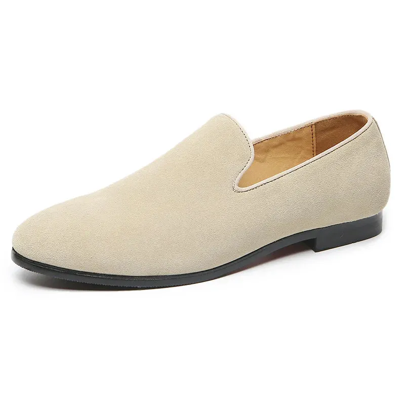 Hnzxzm Men's Casual Shoes Suede Genuine Leather Mens Slip-on Party Wedding Loafers Moccasins Men Light Comfortable Driving Flats