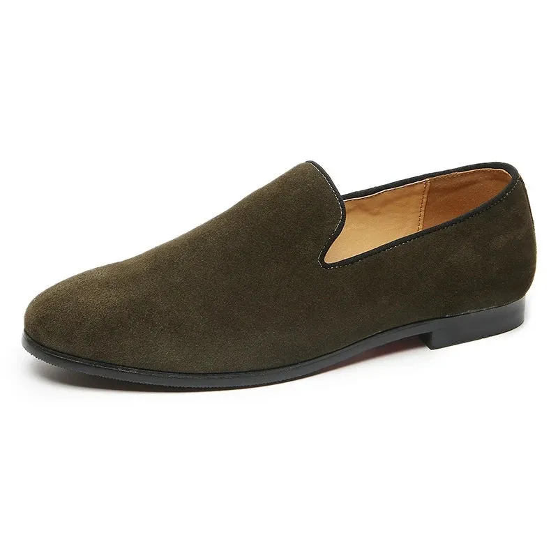 Hnzxzm Men's Casual Shoes Suede Genuine Leather Mens Slip-on Party Wedding Loafers Moccasins Men Light Comfortable Driving Flats