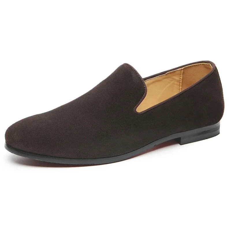 Hnzxzm Men's Casual Shoes Suede Genuine Leather Mens Slip-on Party Wedding Loafers Moccasins Men Light Comfortable Driving Flats