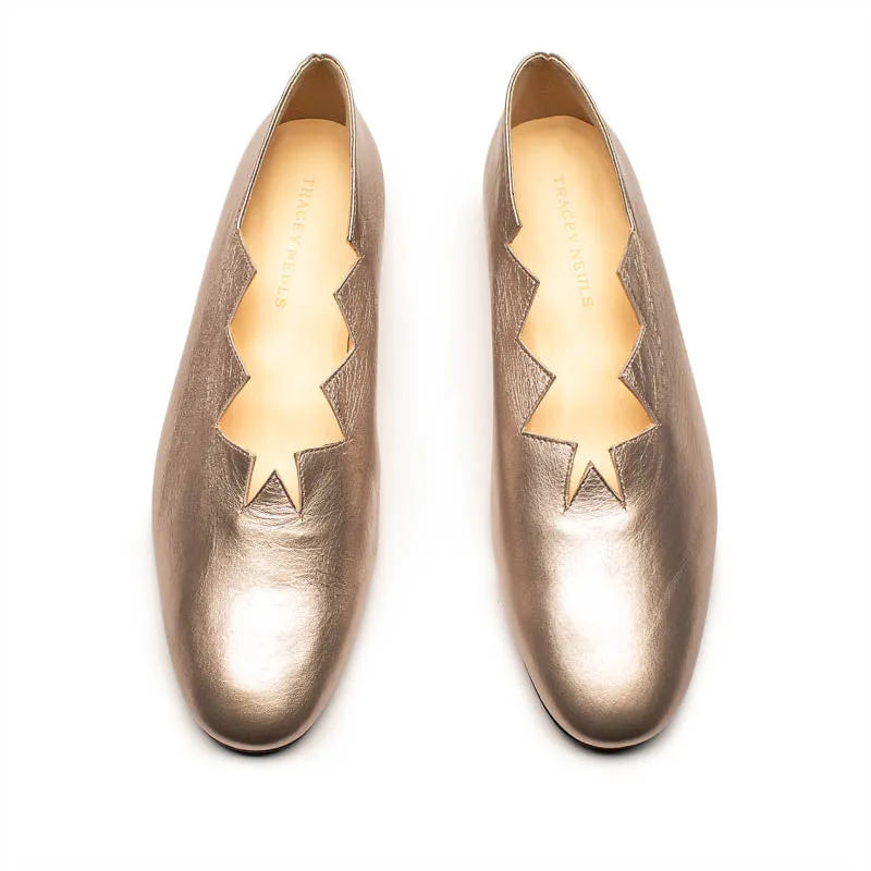 HOLZER Champagne | Gold Silver Leather Loafer