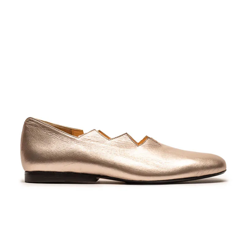 HOLZER Champagne | Gold Silver Leather Loafer