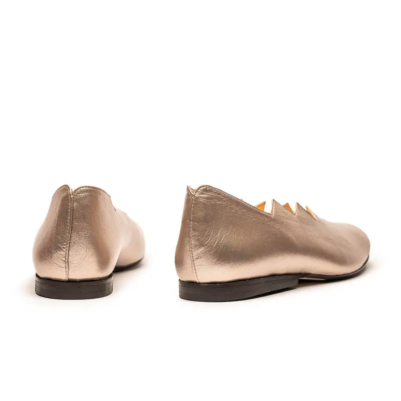 HOLZER Champagne | Gold Silver Leather Loafer