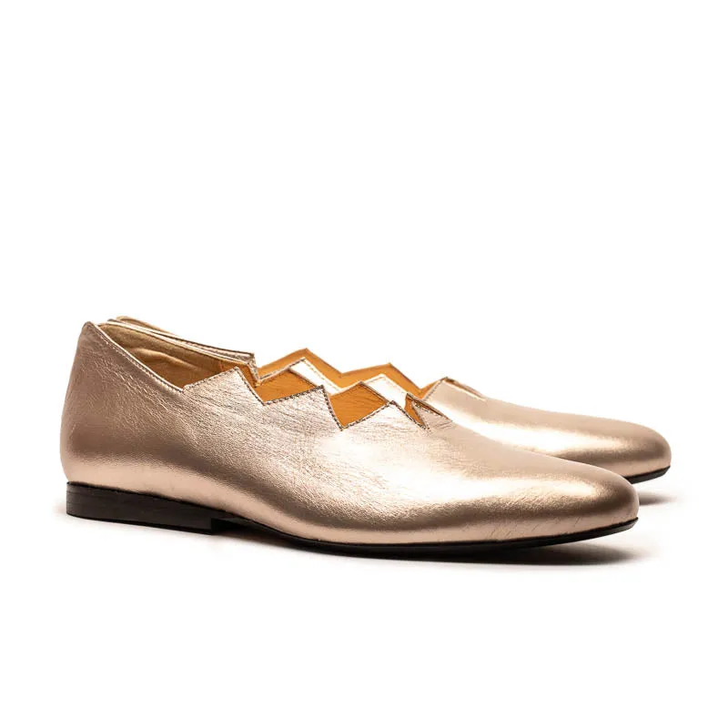 HOLZER Champagne | Gold Silver Leather Loafer