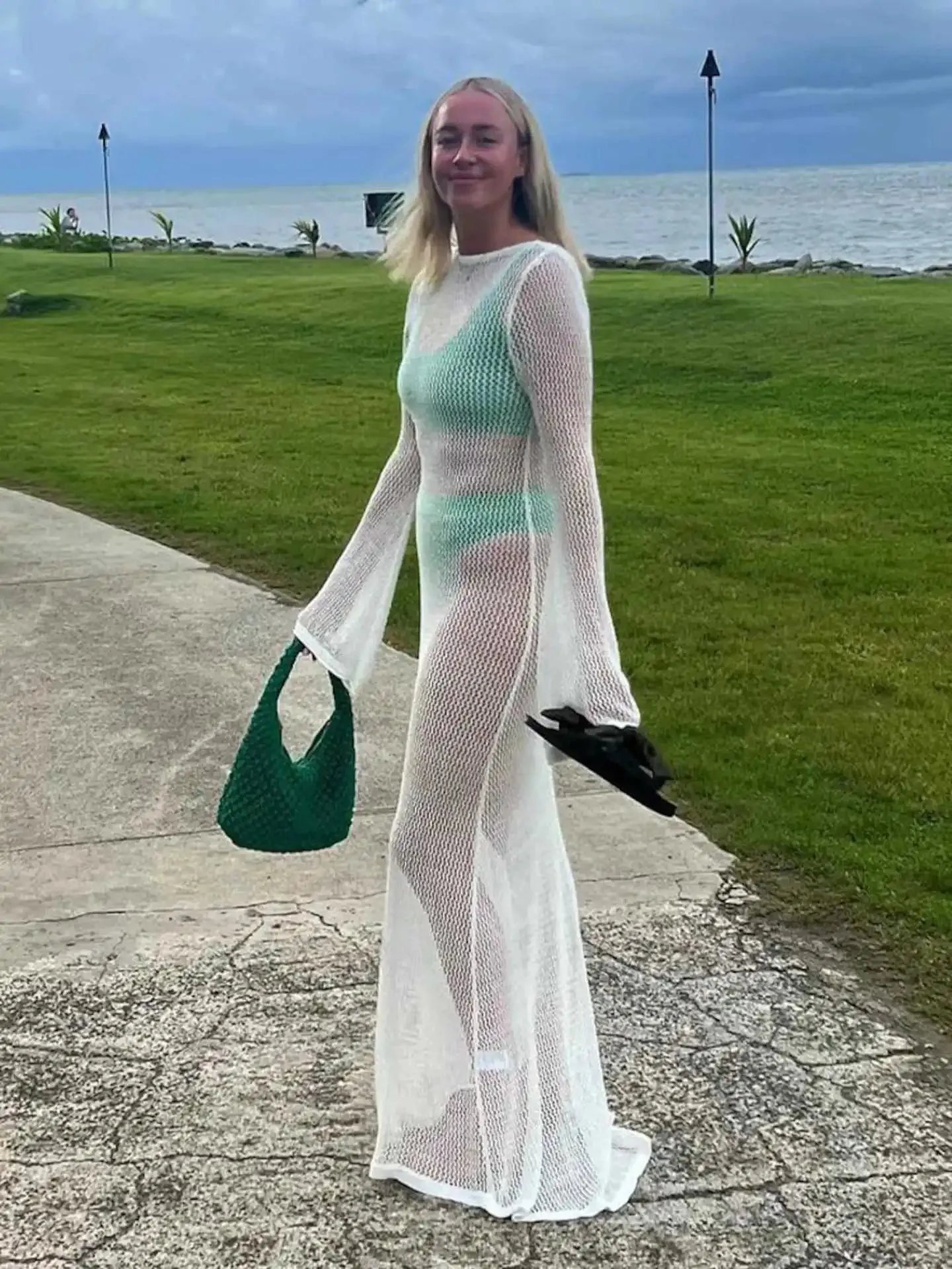 JOSKAA Chic Women Sexy Backless Long Dress Club Party Night Bohemian Beach Holiday Bikini Cover-Ups Dress Sun Protection Bodycon