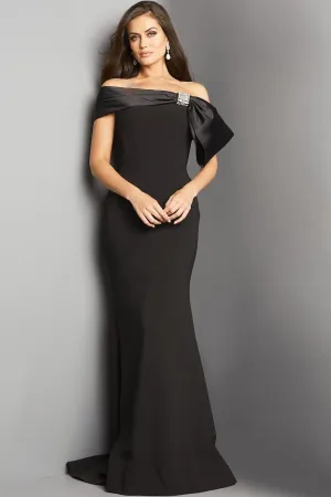 Jovani - 07014 - Off-Shoulder Gown with Satin Bow Detail