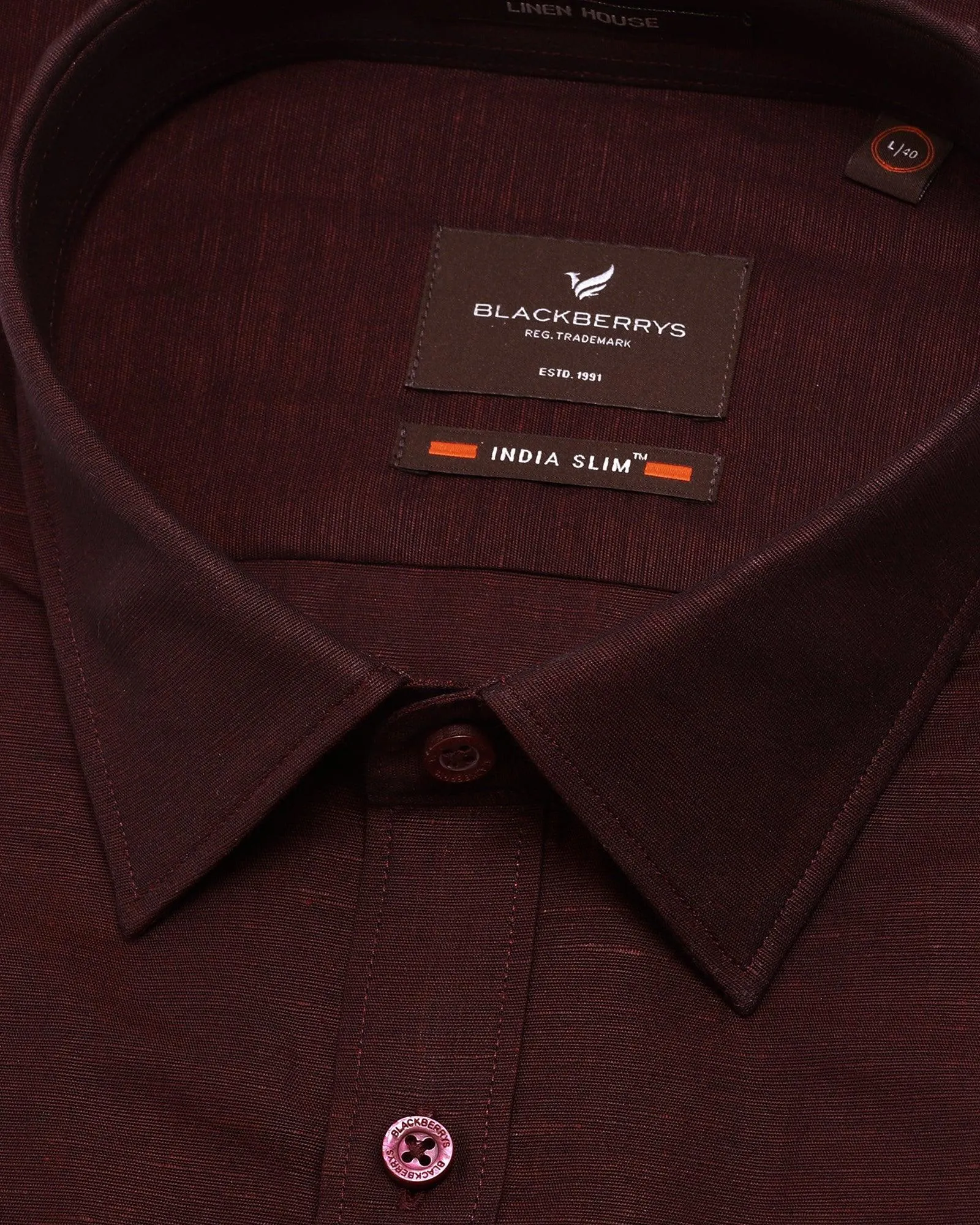 Linen Formal Half Sleeve Maroon Solid Shirt - Dino