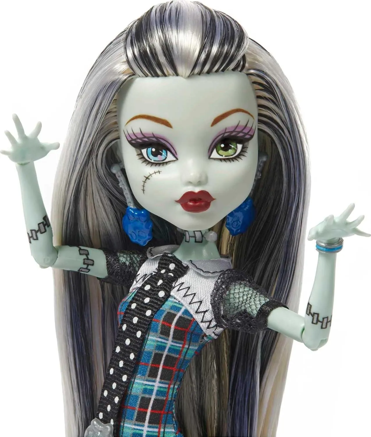 Monster High 10.5 inch Frankie Stein Reproduction Doll Wearing Original Fashion & Shoes, with Pet, Doll Stand & Accessories Gift for Ages 6 