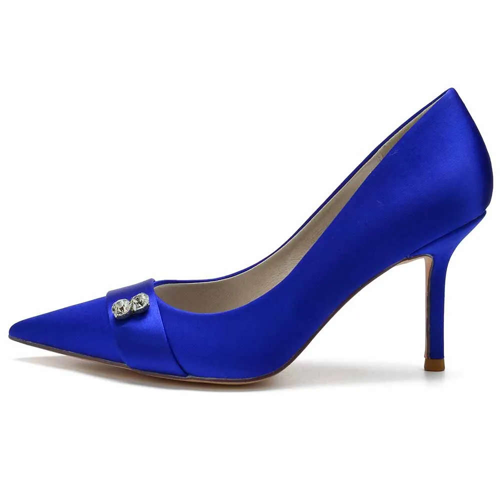 Satin Party Heels Weddng Pumps Closed Toe Heeled Dress Shoes