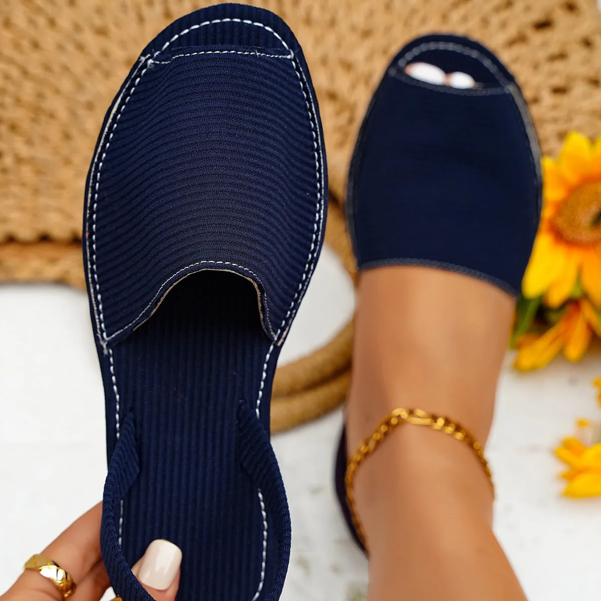 Sohiwoo Casual Peep Toe Flats Back Strap Sandals