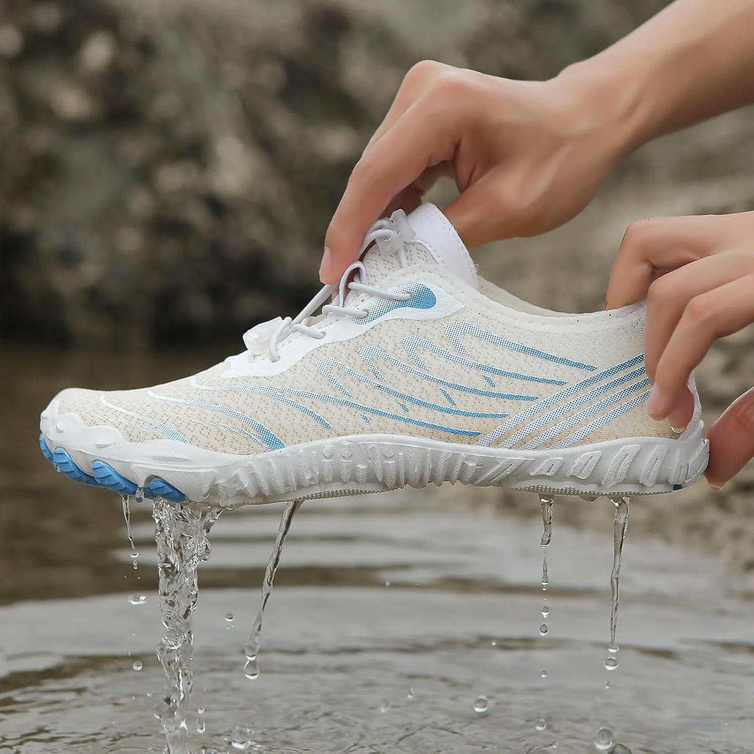Water Shoes for Women Men, Unisex Quick Dry Aqua Shoes for Beach Pool Swim Swimming, Hike Barefoot Grounded Footwear, Non Slip Wide Toe Box Sneakers for Hiking Walking Workout Running Trekking