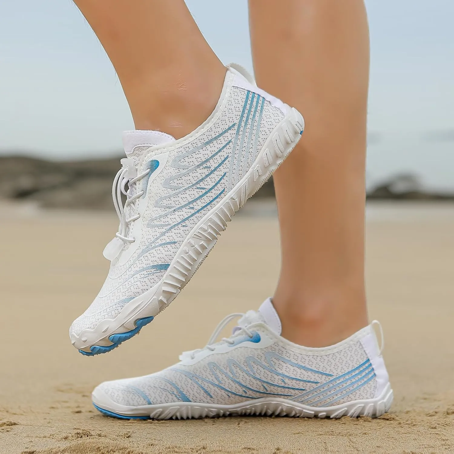 Water Shoes for Women Men, Unisex Quick Dry Aqua Shoes for Beach Pool Swim Swimming, Hike Barefoot Grounded Footwear, Non Slip Wide Toe Box Sneakers for Hiking Walking Workout Running Trekking