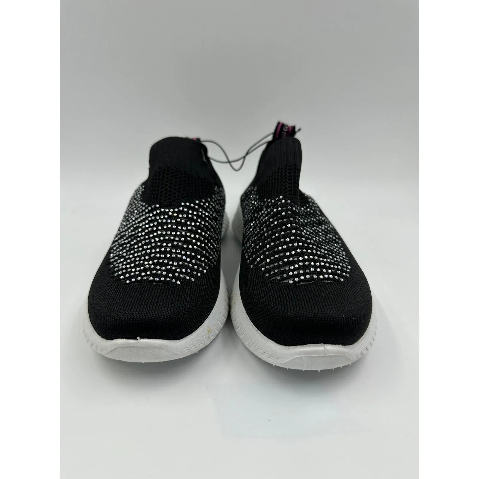 Women's Size 6.5, Sparkly Black and White Slip-on Sneakers with thick Cushy Sole