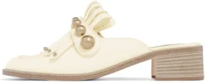XYD Women's Chic Studs Short Low Chunky Heel Mules Tassels Square Toe Backless Casual Dress Sandals Shoes